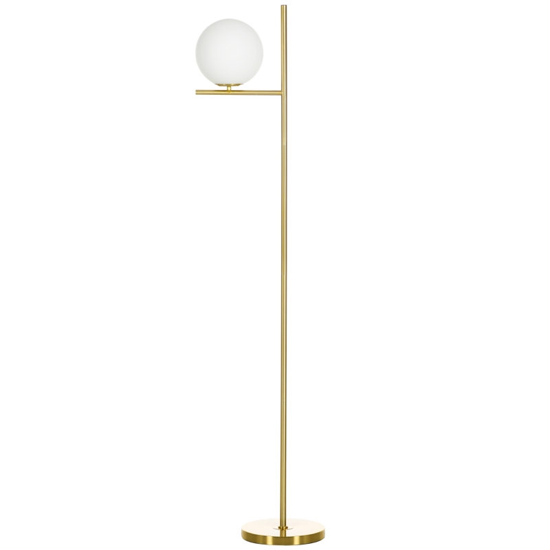 HOMCOM Lampadaire lampe à pied en métal avec abat-jour câble de 180 cm avec interrupteur à pied 30 x 25 x 159 cm or blanc