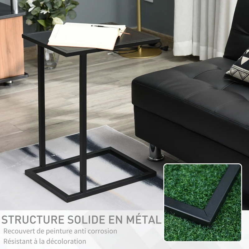 HOMCOM Table Basse Table d'appoint guéridon Bout de canapé intérieur extérieur métal époxy Noir