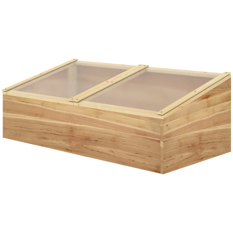 Outsunny Mini Serre de Jardin Serre pour semis dim. 100L x 50l x 36H cm Toit 2 pans ouvrables séparemment Panneaux de Polycarbonate Bois Sapin pré-huilé
