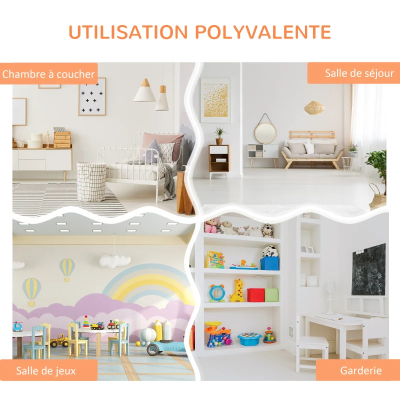 HOMCOM Meuble de rangement jouets enfant bibliothèque étagère de jouet pour chambre d'enfant 5 casiers 3 tiroirs non tissé MDF dim. 93,1L x 40l x 94H cm blanc