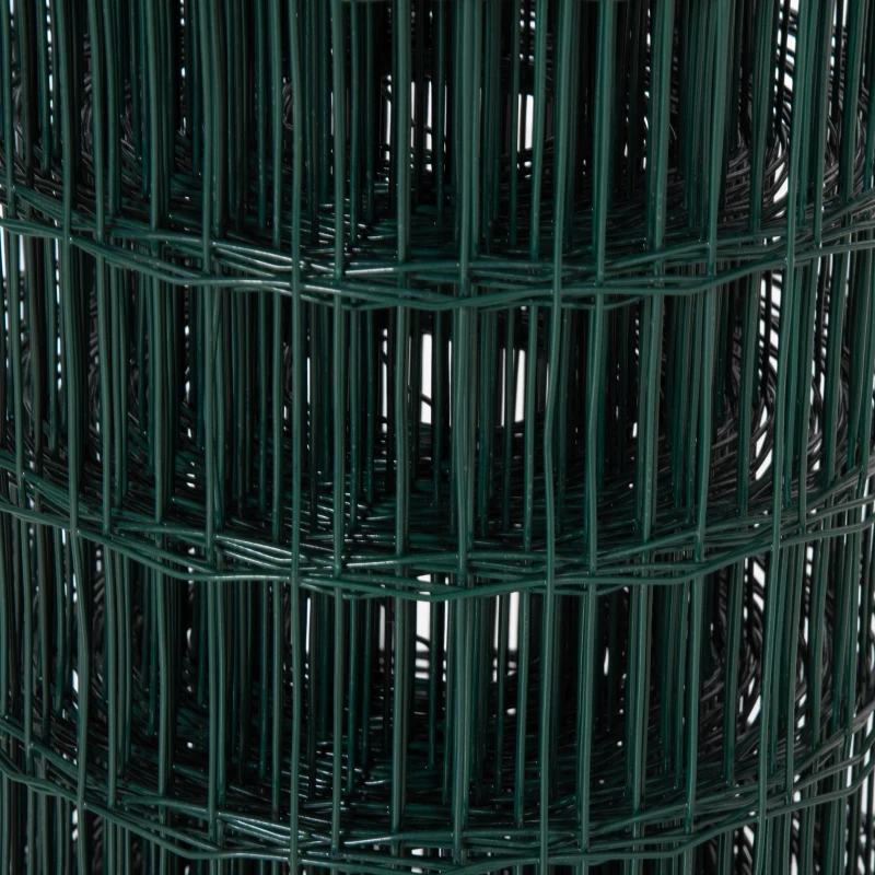 Outsunny Rete di Recinzione in Acciaio e PVC per Spazi Esterni, Rotolo da 25 m e Altezza 1.7 m, Verde