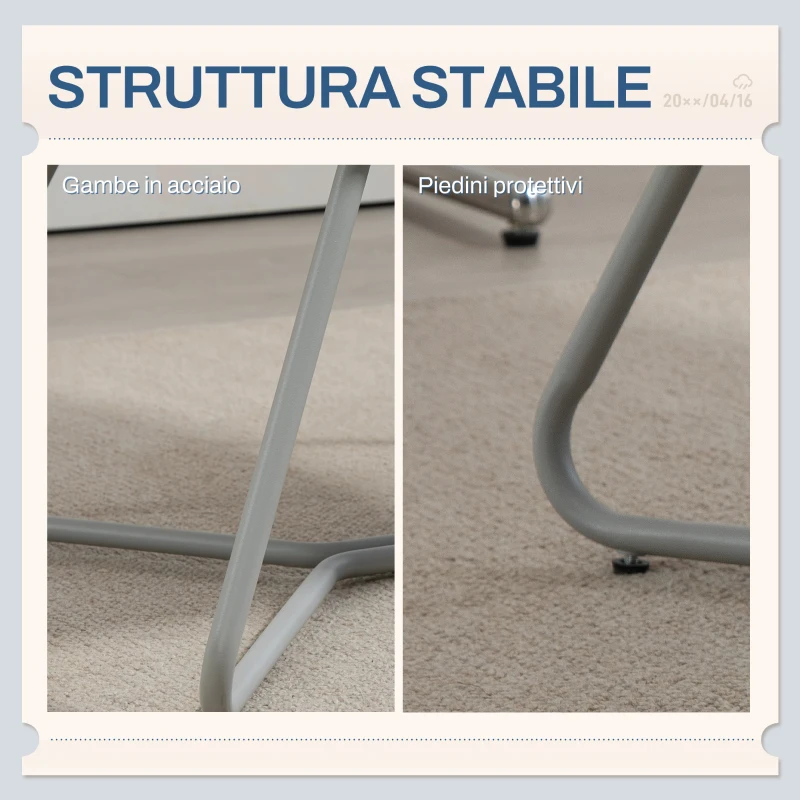 HOMCOM Sedia Moderna con Braccioli e Schienale Imbottiti, in Tessuto Effetto Lino e Acciaio, 63x69x75 cm, Grigio