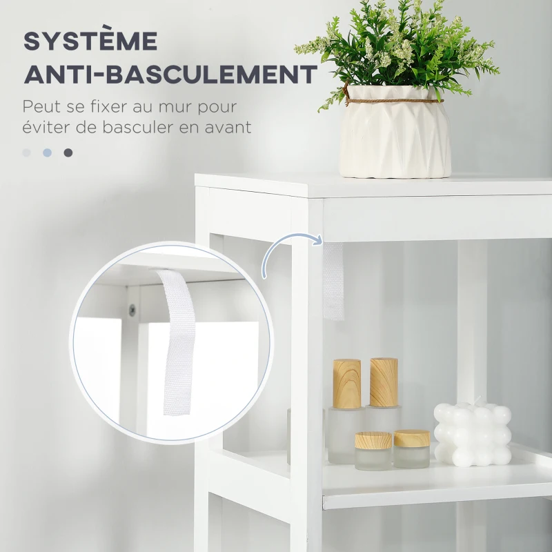 kleankin Meuble colonne de salle de bain armoire haute meuble rangement avec 3 étagères et 2 tiroirs en bois - 30 x 30 x 144 cm