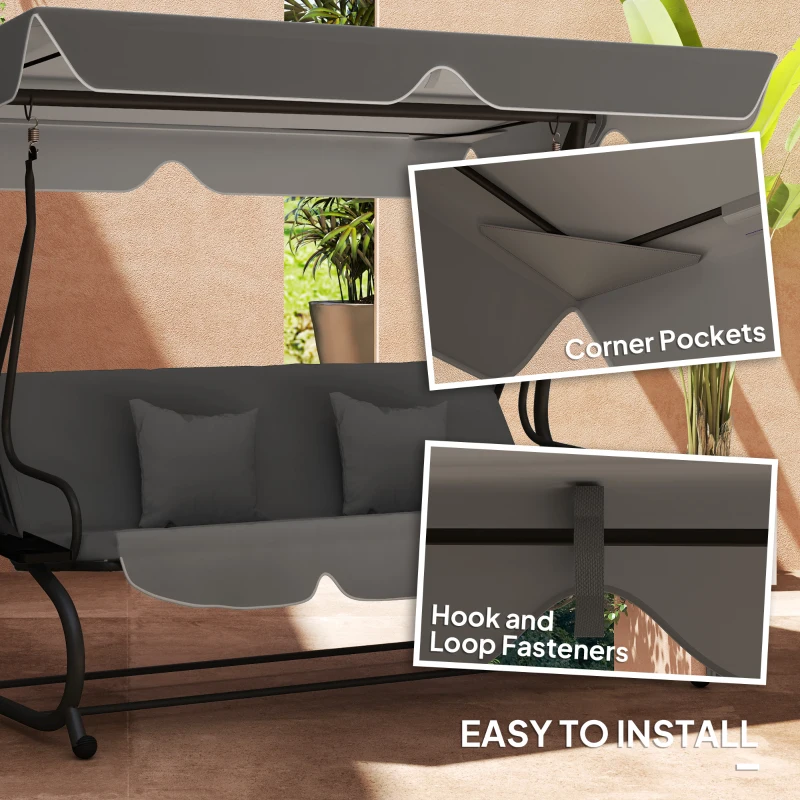 Outsunny 145 x 200Wcm Swing Chair Canopy Replacement - Dark Grey