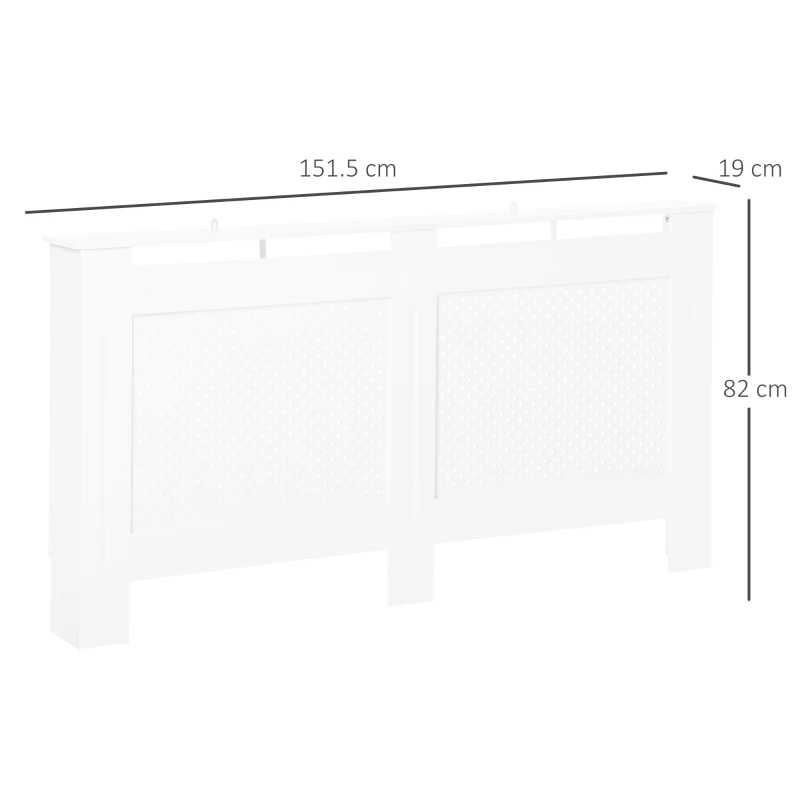 HOMCOM Wooden Radiator Cover Heating Cabinet Modern Home Furniture Grill Style White Painted (Large)