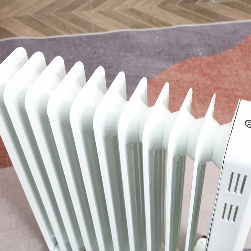 HOMCOM Radiatore a Olio a 11 Elementi, 3 Livelli di Riscaldamento e Timer, 50.5x24x63cm, Bianco