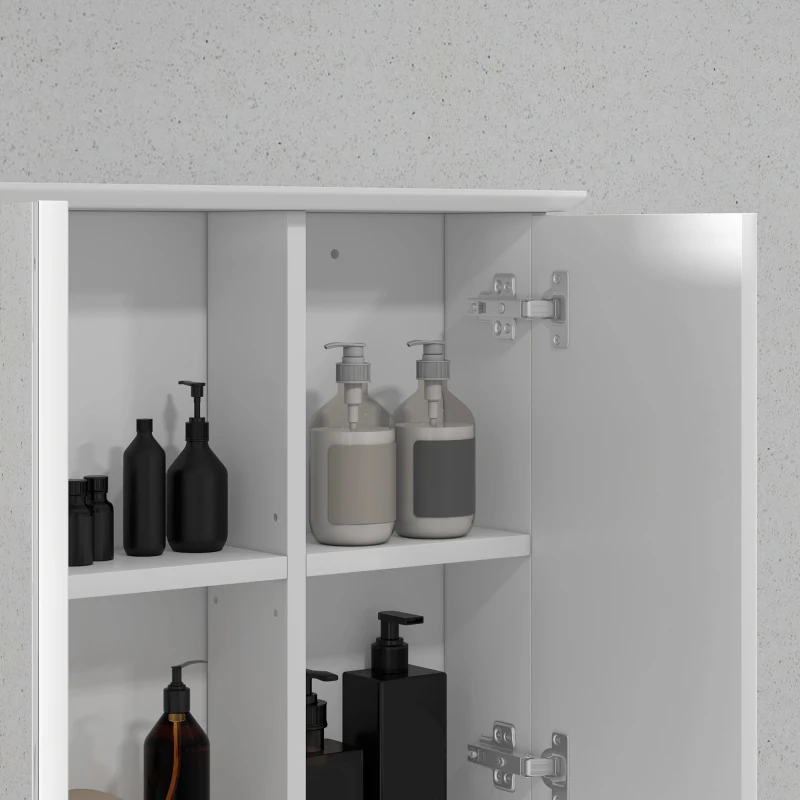 HOMCOM Armoire murale salle de bain armoire de toilette avec miroir étagères réglables et 2 portes - 65l x 15P x 49H cm blanc