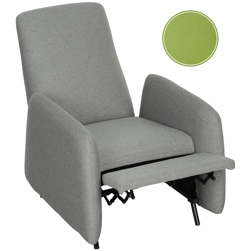 HOMCOM Poltrona Relax Reclinabile con Poggiapiedi Estraibile, Copertura di Ricambio e Seduta con Molle, Grigio