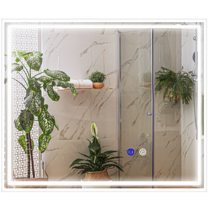 kleankin LED Bathroom Mirror with Lights, Illuminated Makeup Mirror, Vanity Mirror with 3 Colour, Smart Touch, Anti-Fog