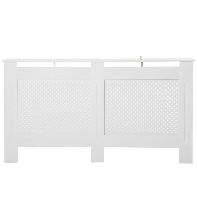 HOMCOM Copritermosifone in Legno MDF, Copertura per Termosifone Moderna con Ripiano Superiore Verniciato Bianco, 151.5x82x19 cm