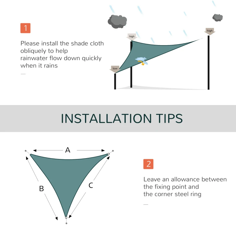 Outsunny Sun Shade Sail UV Resistant Shelter Garden Canopy Awning w/ Portable Bag  (Triangle（3 Meter）, Green)