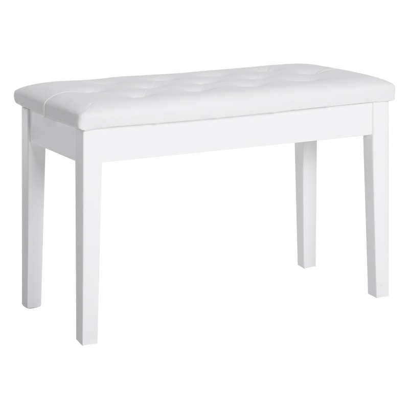 HOMCOM Sgabello Pianoforte Professionale con Vano Portaoggetti Ecopelle, Legno 76 × 36 × 50cm Bianco