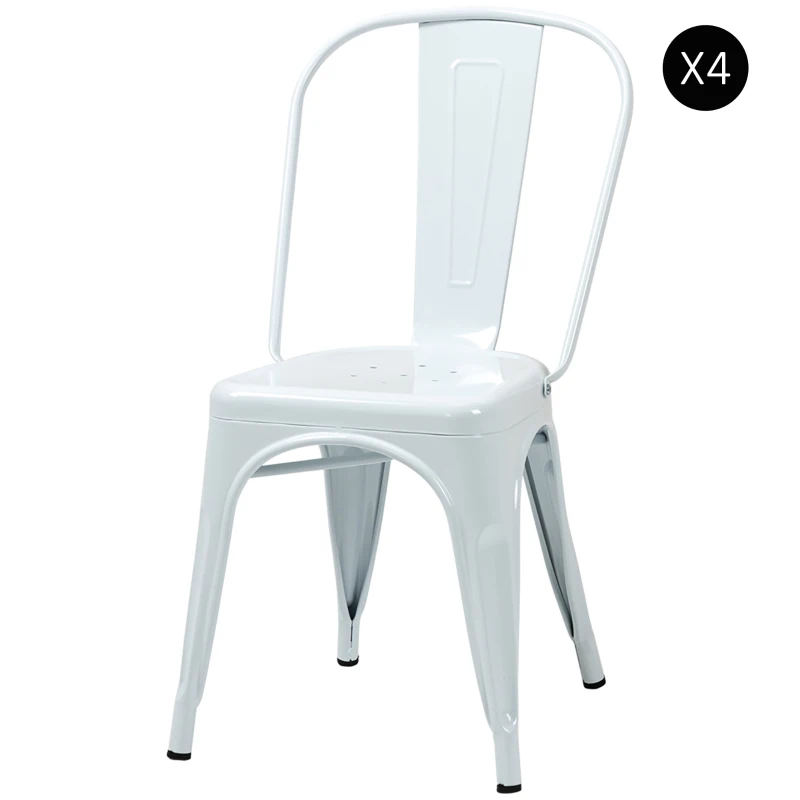 HOMCOM Set da 4 Sedie da Cucina Impilabili dallo Stile Industriale in Acciaio,  45x53x85 cm, Bianco