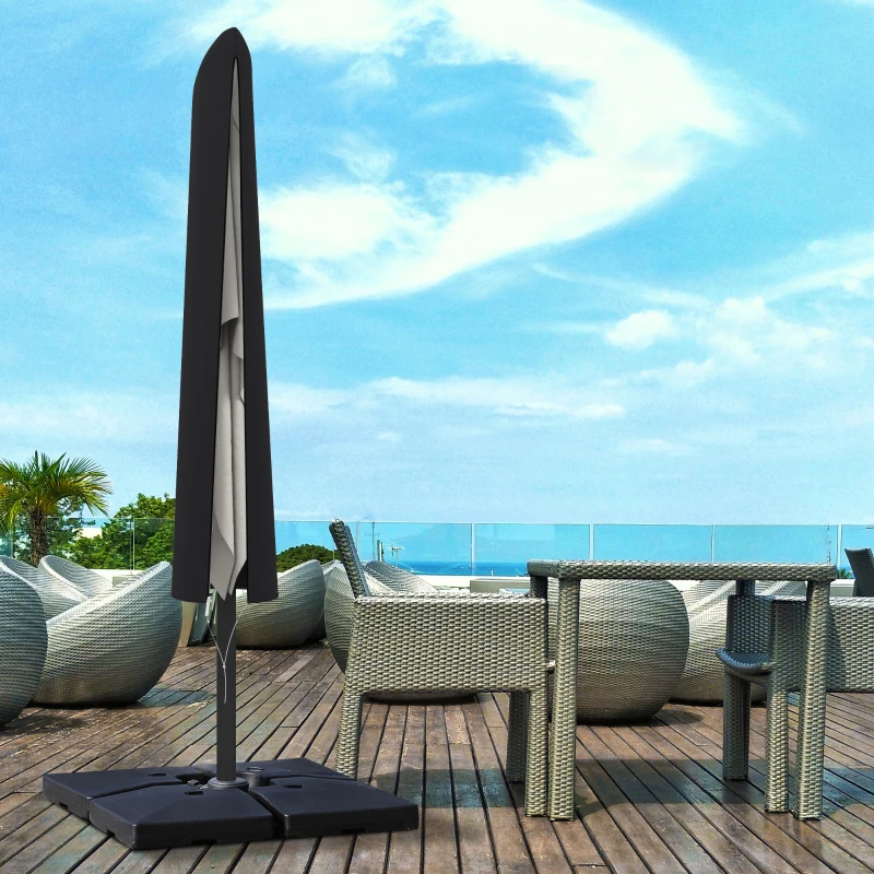 Outsunny Garden Parasol Cover, Outdoor Patio Umbrella Protector Weatherproof Garden Patio with Rod, Zipper for 2-4m Parasol, Φ60 x 160cm, Black
