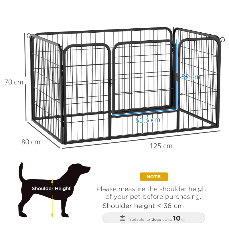 PawHut Heavy Duty Dog Pet Puppy Metal Playpen Play Pen Rabbit Pig Hutch Run Enclosure Foldable Black Large, 125 x 80 x 70 cm
