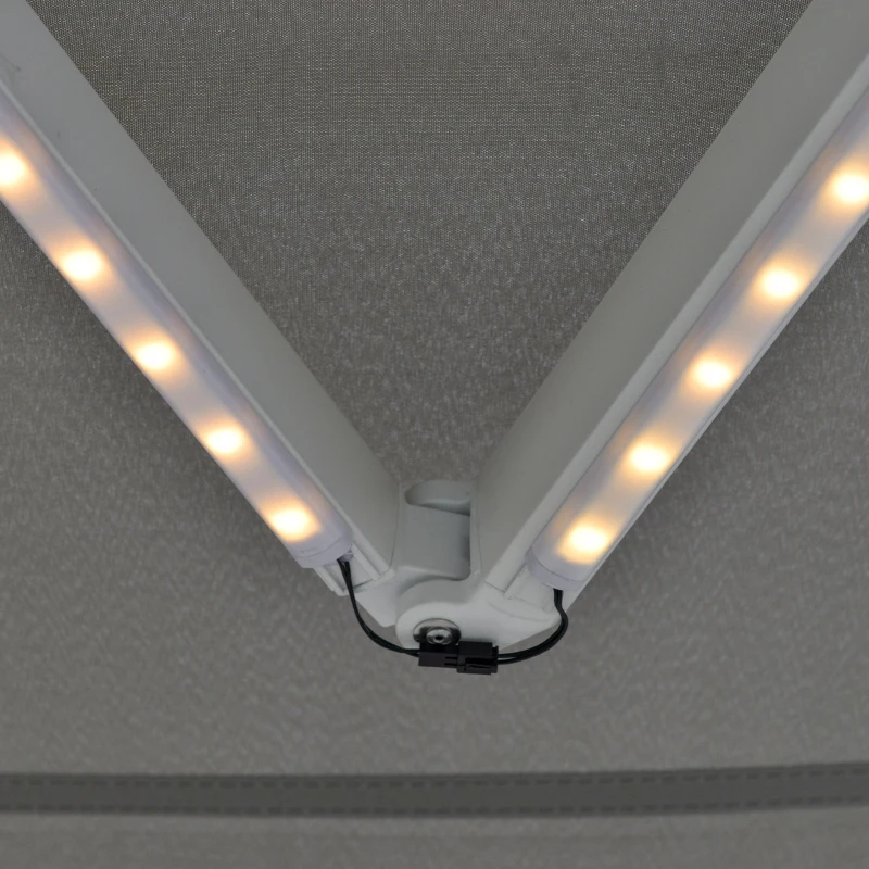 Outsunny Store banne Manuel rétractable Lumineux LED Aluminium Polyester Haute densité imperméabilisé dim. 3L x 2,5l (avancée) m Gris