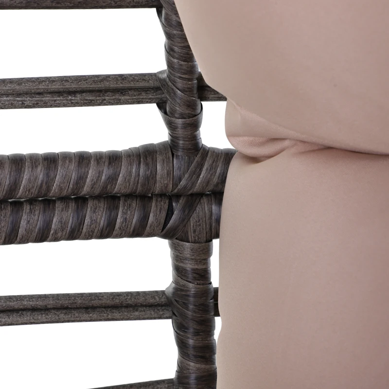 Outsunny Poltrona da Esterno in Rattan a Goccia Stile Boho con Cuscino, 101x89x156cm Grigio e Beige