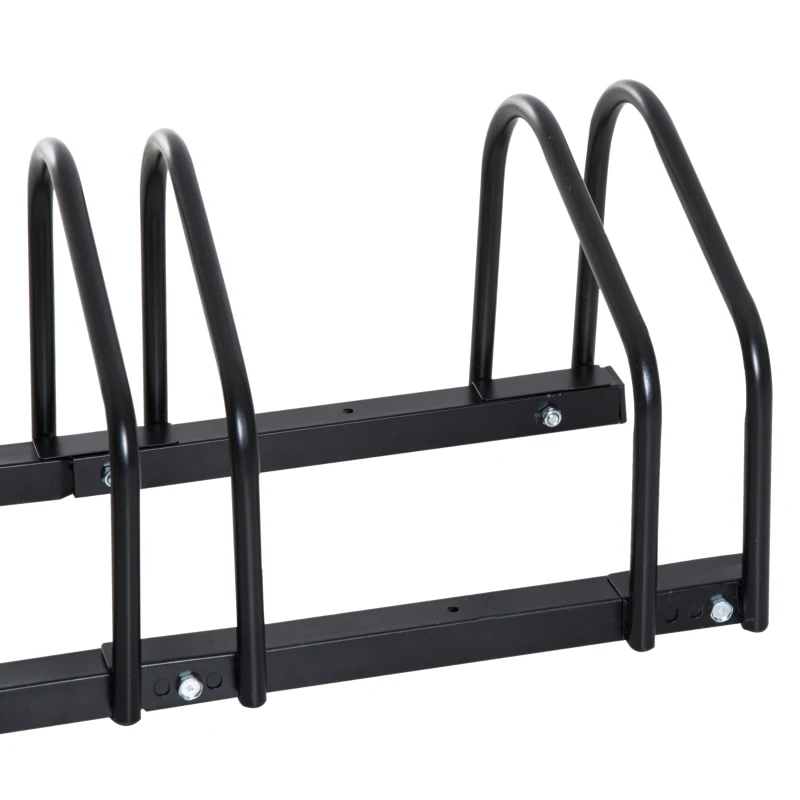HOMCOM Râtelier pour 4 vélos 100 x 33 x 27 cm Fixations au Sol Acier Galvanisé Noir