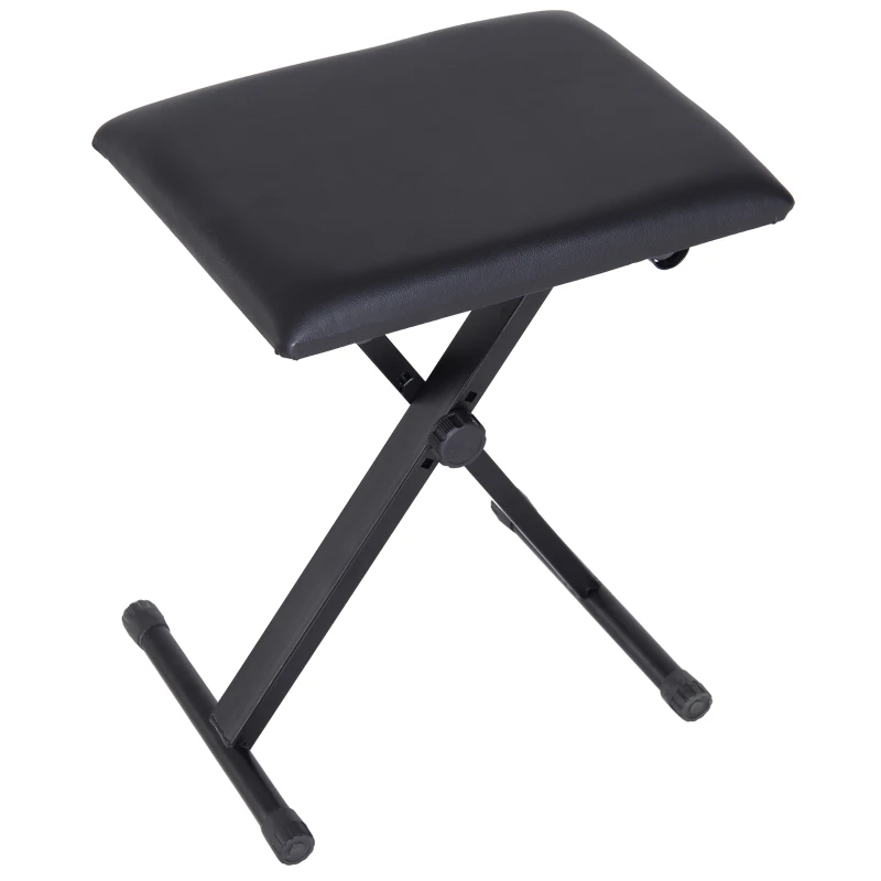 HOMCOM Panca per Pianoforte Imbottita Altezza Regolabile Pieghevole Antiscivolo, Nero, 39x29x47cm