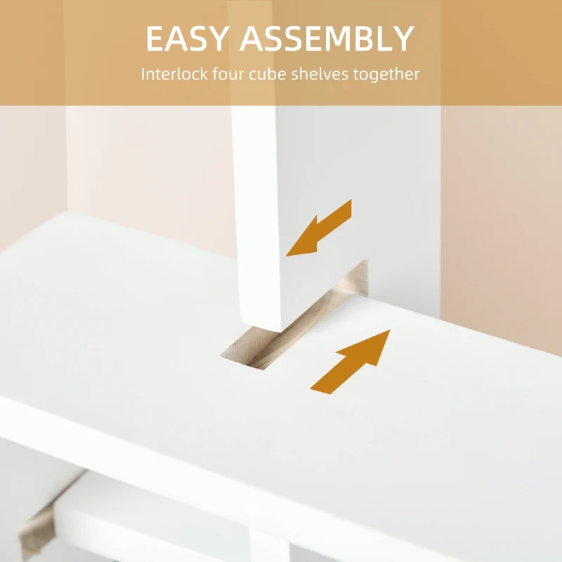 HOMCOM Floating Shelves, Wall Mounted Interlocking Cube Shelves, Display Wall Shelf for Living Room, Bedroom, Hallways, White