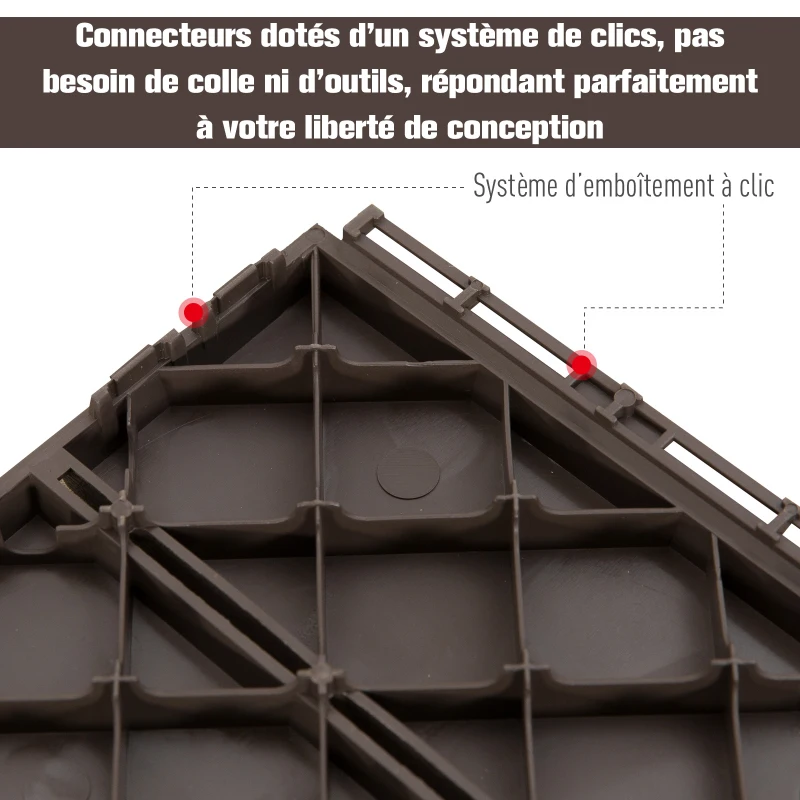 Outsunny Caillebotis - Dalles terrasse - Lot de 9 - emboîtables, Installation très Simple - Petits Carreaux Composite Plastique Imitation Bois Chocolat