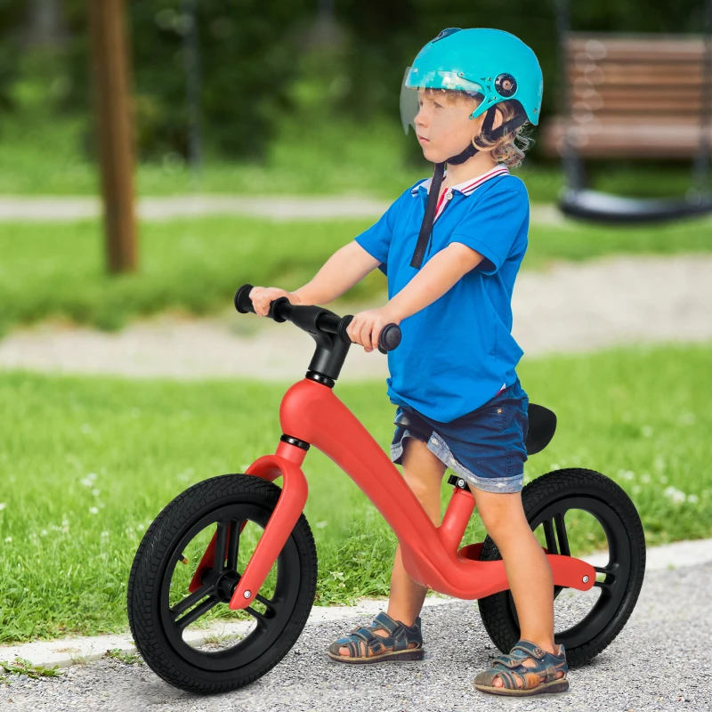 AIYAPLAY 12" Balance Bike, Lightweight No-Pedal Training Bike for Children with Adjustable Seat, Rubber Wheels - Red