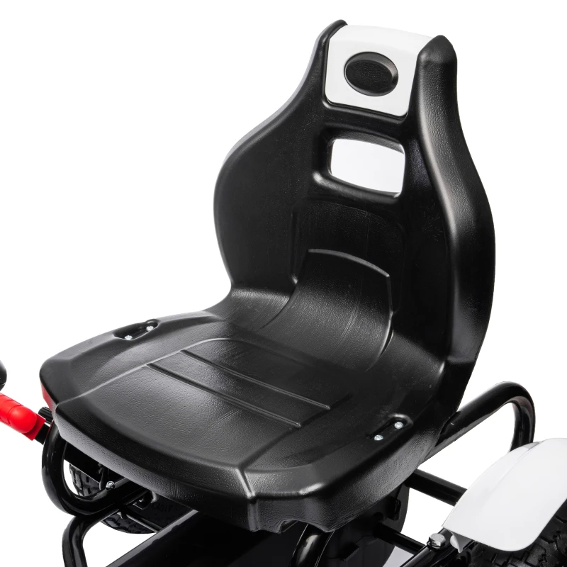 HOMCOM Kart à pédales pour enfant siège réglable 3 positions frein à main enfant de 5 à 12 ans blanc noir(m-9)
