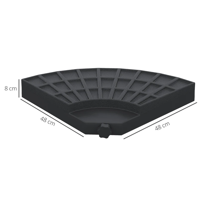 Outsunny Set Base per Ombrellone 4 Pezzi Componibili Max. 17 Litri HDPE 48x48x8cm Nero