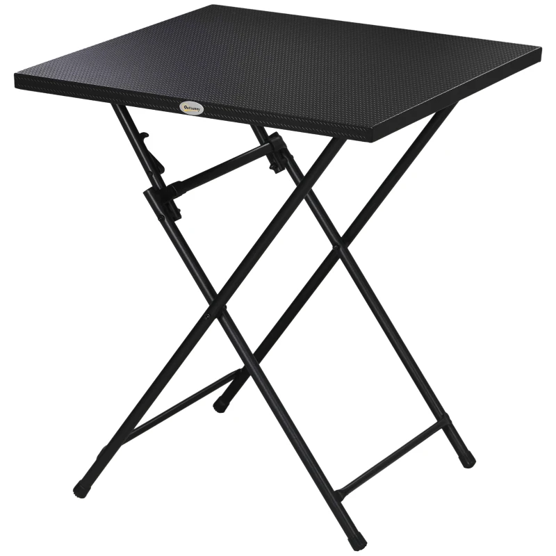 Outsunny Tavolino da Esterni Pieghevole in Acciaio con Piedini Antiscivolo, 60x60x71 cm, Nero
