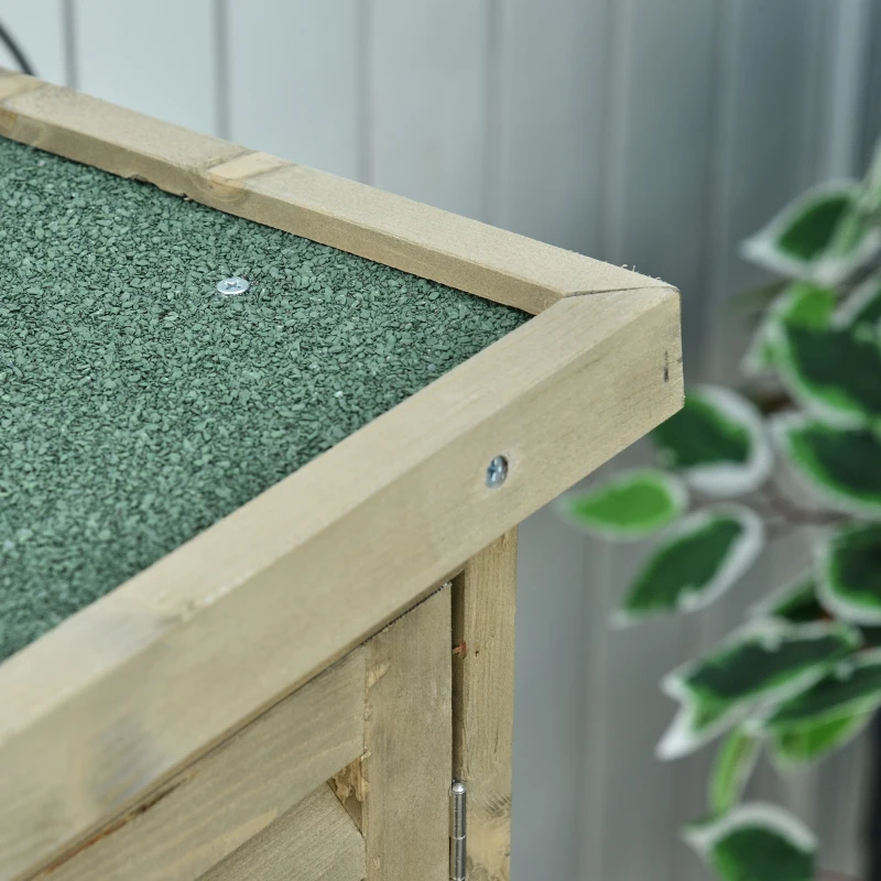 Outsunny Cobertizo Madera Caseta de Exterior Armario para Herramientas de Jardinería Persiana Delantera Compartimientos de Diferentes Tamaños 87x46,5x160cm Madera Maciza