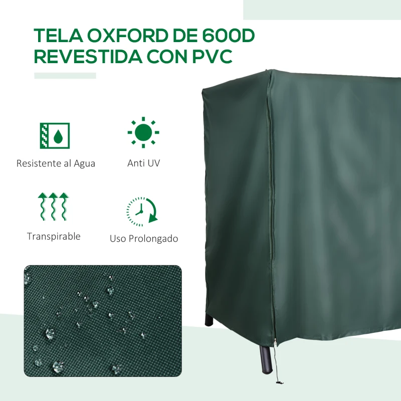Outsunny Funda para Balancín de Jardín con Cremallera Cubierta para Muebles de Exterior 177x114x152cm Verde Oscuro