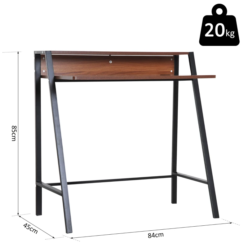 HOMCOM Bureau secrétaire Bureau Informatique dim. 84L x 45l x 85H cm Style néo-rétro étagère Coloris Noyer Noir