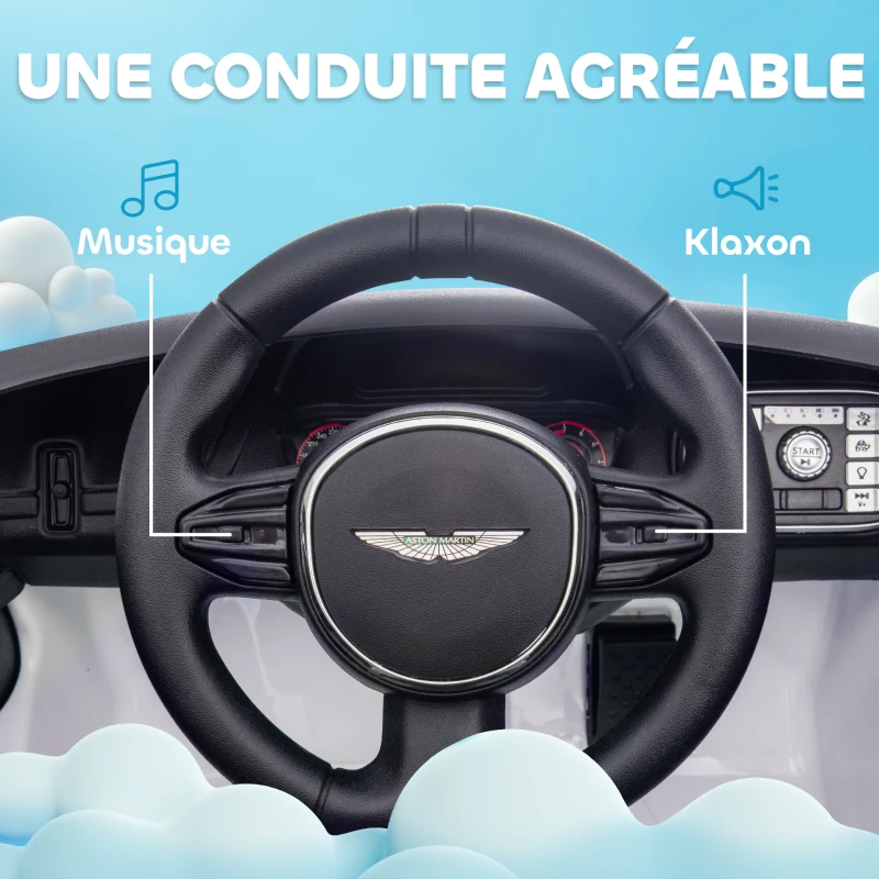 AIYAPLAY Voiture électrique enfants sous Licence Aston Martin DBX véhicule électrique 12V télécommande 106 x 62 x 51,5 cm blanc