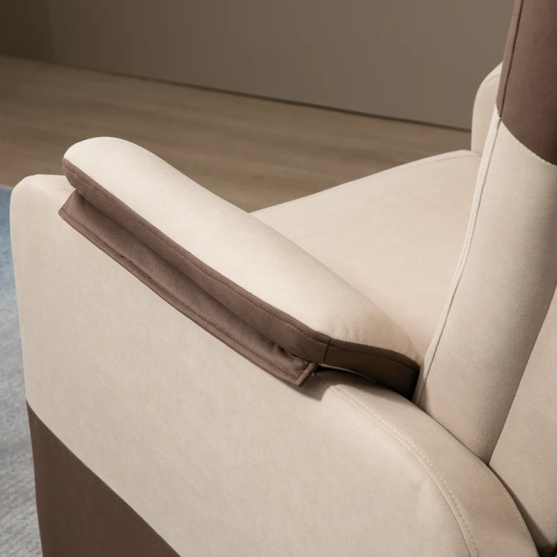 HOMCOM Sillón Relax Reclinable Manual Hasta 145° Tapizado en Poliéster con Reposapiés Retráctil Carga 120 kg para Salón Oficina Dormitorio 75x89x105 cm Marrón y Beige