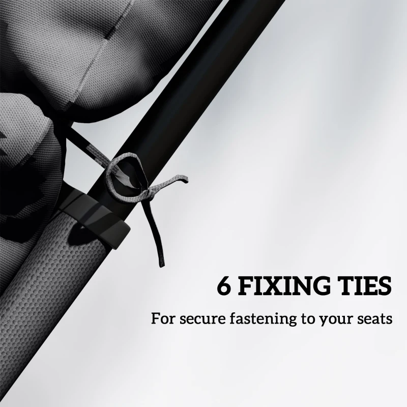 Outsunny Sun Lounger Cushions Only, 190x56x10cm Garden Lounge Chair Cushions, UPF20+ 220gsm Fabric, Thick Sunbed Replacement Pads with 6 Ties, Dark Grey