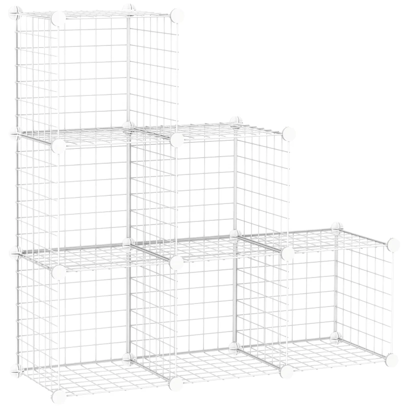 HOMCOM Mobile Scarpiera Modulare Salvaspazio, 6 Cubi 30x30x30 cm in Acciaio e PP, 94x32x94 cm, Bianco