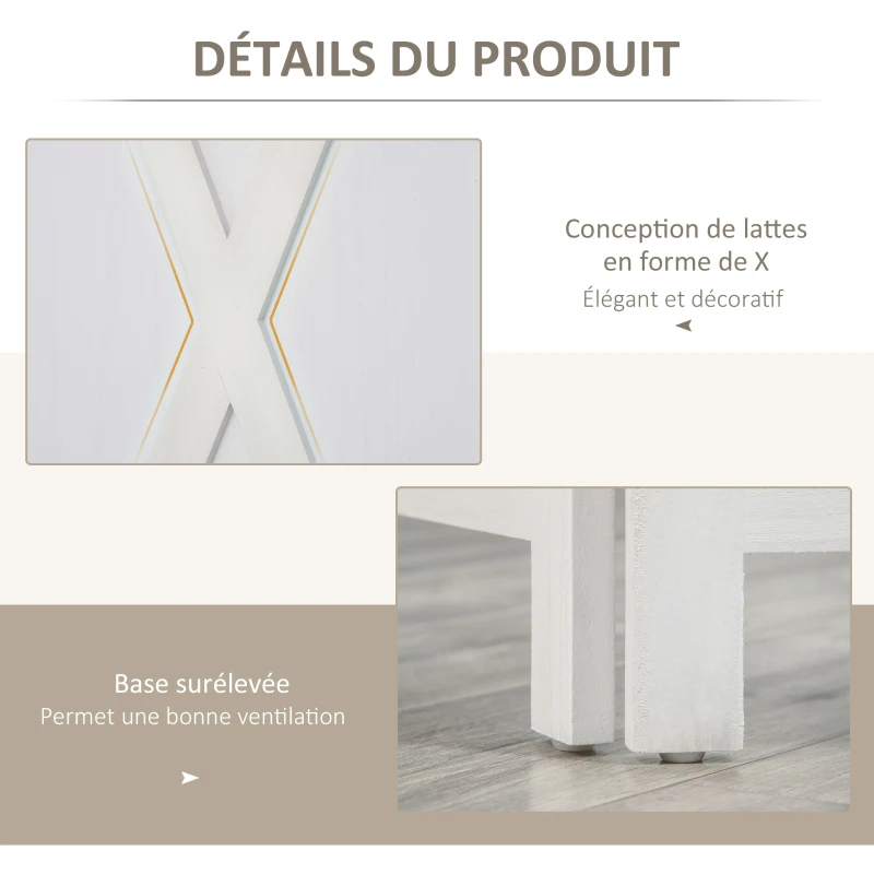 HOMCOM Paravent intérieur 4 Panneaux Style campagnard Chic - séparateur de pièce avec croisillons - Bois de Paulownia Blanc