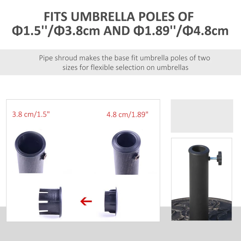 Outsunny 9kg Garden Parasol Base, Round Resin Cast Iron Effect Sun Umbrella Base, Outdoor Umbrella Stand for 38mm or 48mm Outdoor Umbrella Poles, Bronze Tone