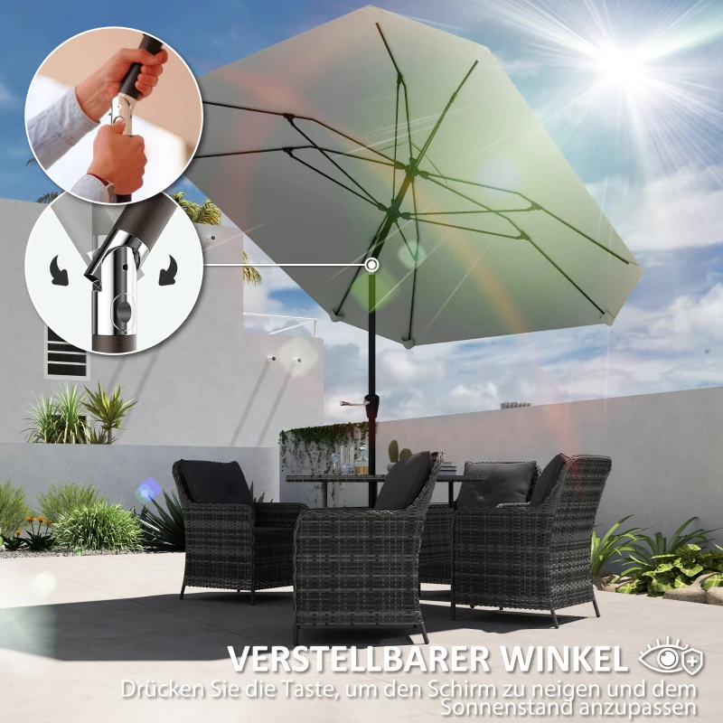 Outsunny 2,3 m Parasol zonder Basis, Verstelbare Terrasparasol met Kruk, Polyester, Aluminium, Fiberglas, Donkergrijs