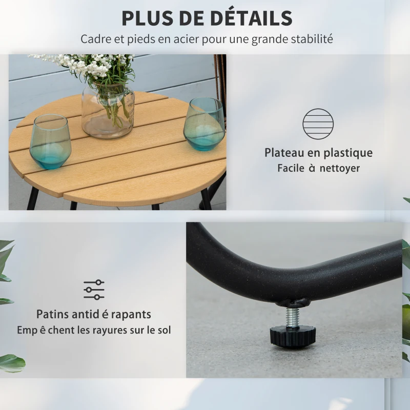 Outsunny Ensemble de jardin en résine tressée 3 pièces cadre en acier 2 fauteuils + table basse coussins inclus gris