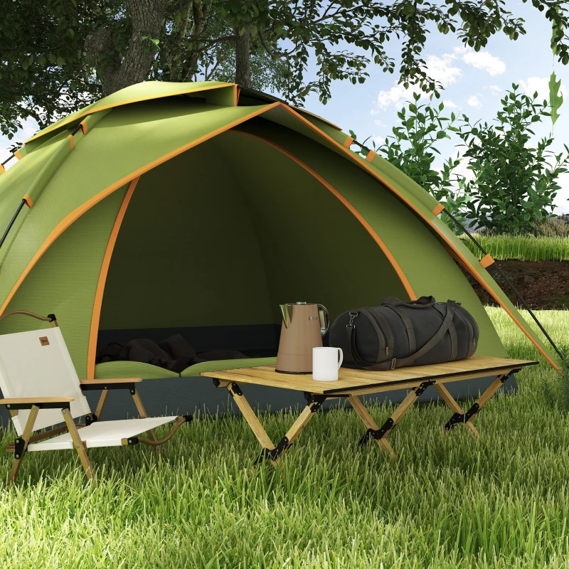 Outsunny Table de camping table de pique-nique table de jardin pliable en aluminium avec plateau enroulable bois naturel