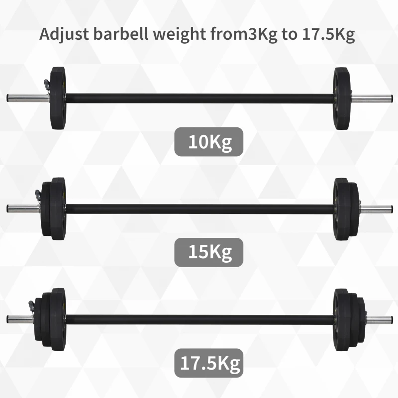HOMCOM 20kg Adjustable Barbell Set Plate Bar Clamp Rod Home Gym Sports Area Exercise Ergonomic Black
