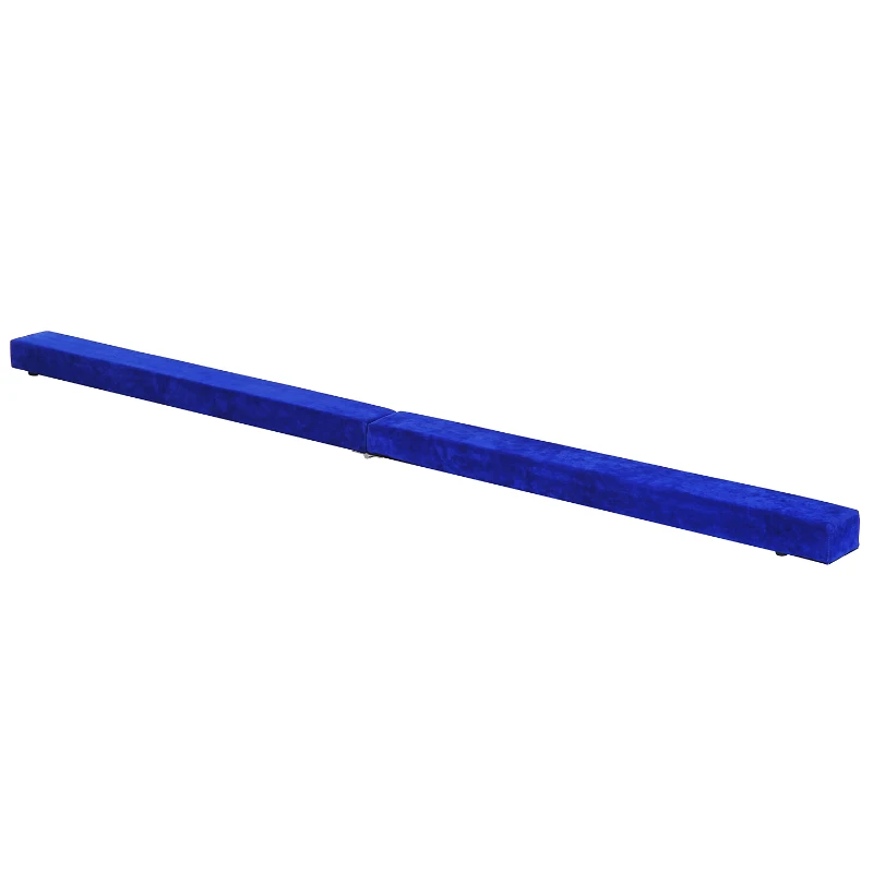 HOMCOM Poutre de gymnastique pliable poutre d'équilibre antidérapante 2,1 m revêtement daim bleu