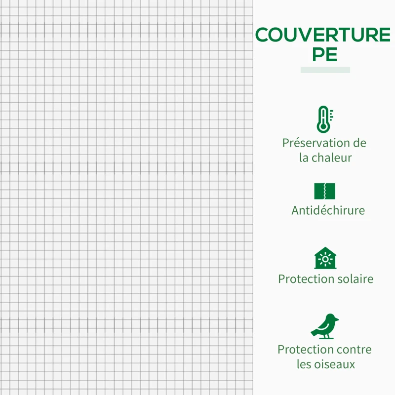 Outsunny Serre de Jardin Anti-UV 2 fenêtres moustiquaires + Barres renforcement 200 x 76 x 168 cm Acier PE blanc