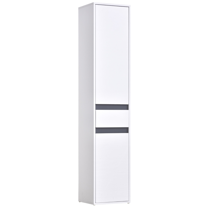 HOMCOM Particle Board Tall Slimline Shelf Cabinet w/ Drawer White