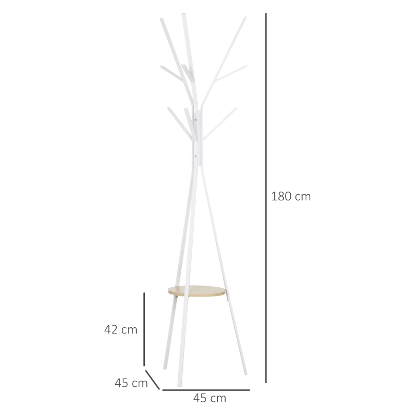 HOMCOM Appendiabiti da Terra Verticale Moderno per Ingresso, 45x45x180cm, Bianco