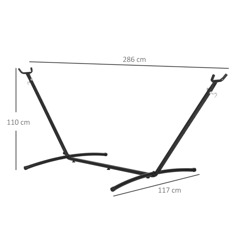 Outsunny Support Pied de hamac Structure Robuste métal époxy Noir Hauteur réglable 6 Niveaux dim. 2,80L x 1,17l x 1,10H m