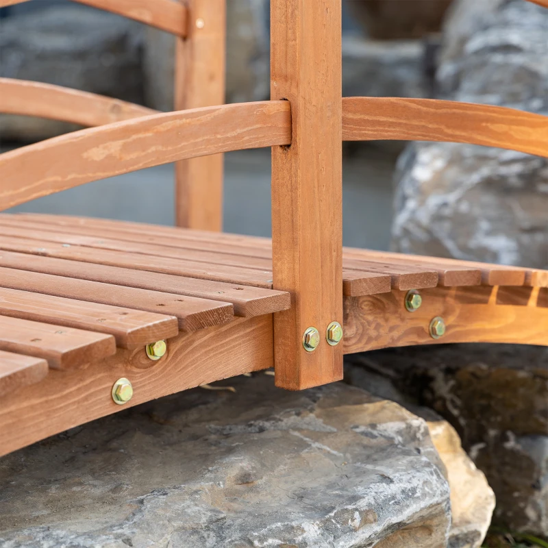 Outsunny Pont de Jardin en Bois Décoration du Jardin dim. 185L x 72l x 58H cm avec Balustrade - Bois de Sapin - Orange