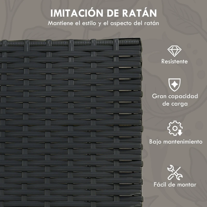Outsunny Conjunto de Muebles de Jardín de Ratán Sintético con 2 Sofás Individuales 1 Sofá Doble y 2 Mesas de Centro Negro
