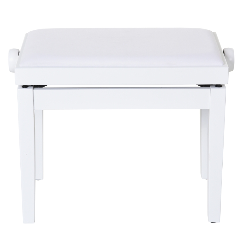 HOMCOM Banquette tabouret siège pour piano hauteur réglable 61L x 32l x 47-57H cm assise revêtement synthétique blanc